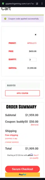 Buddy50 coupon verification screenshot