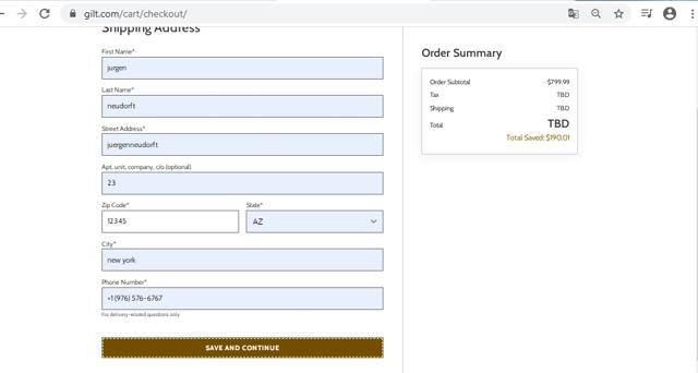 Gilt checkout page showing Gilt promo code box | Screenshot taken by SimplyCodes community member on Feb 15, 2021