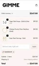 GIMME Store coupon verification screenshot