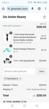 Gin Amber coupon verification screenshot