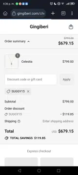 Gingiberi coupon verification screenshot