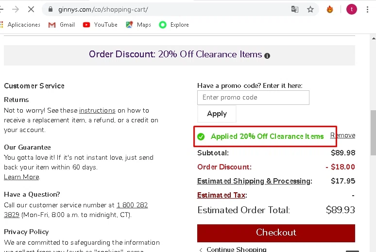 where to use Ginny's promo code box
