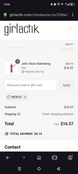 New20 coupon verification screenshot