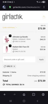 GIRL10 coupon verification screenshot