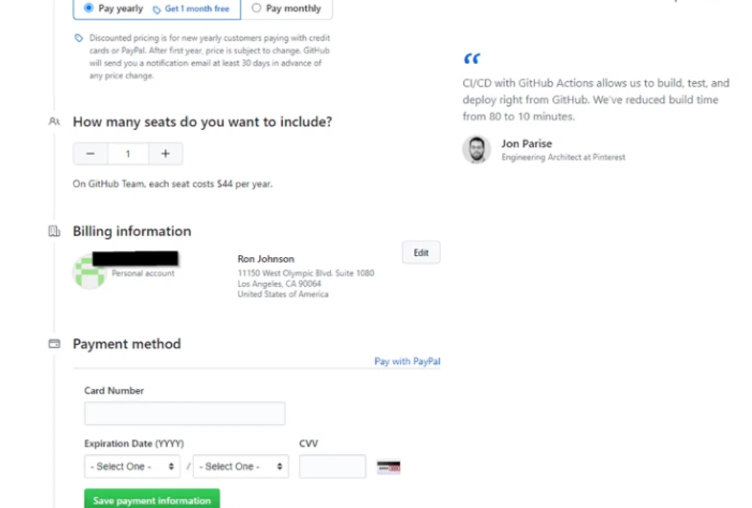 GitHub coupon code screenshot showing code LEAP29 applied at GitHub checkout page. Uploaded by SimplyCodes community member SimplyCVerlie on Feb 27, 2025