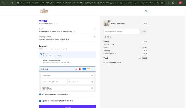 givehugz checkout page showing givehugz discount code box | Screenshot taken by SimplyCodes community member on Apr 26, 2025