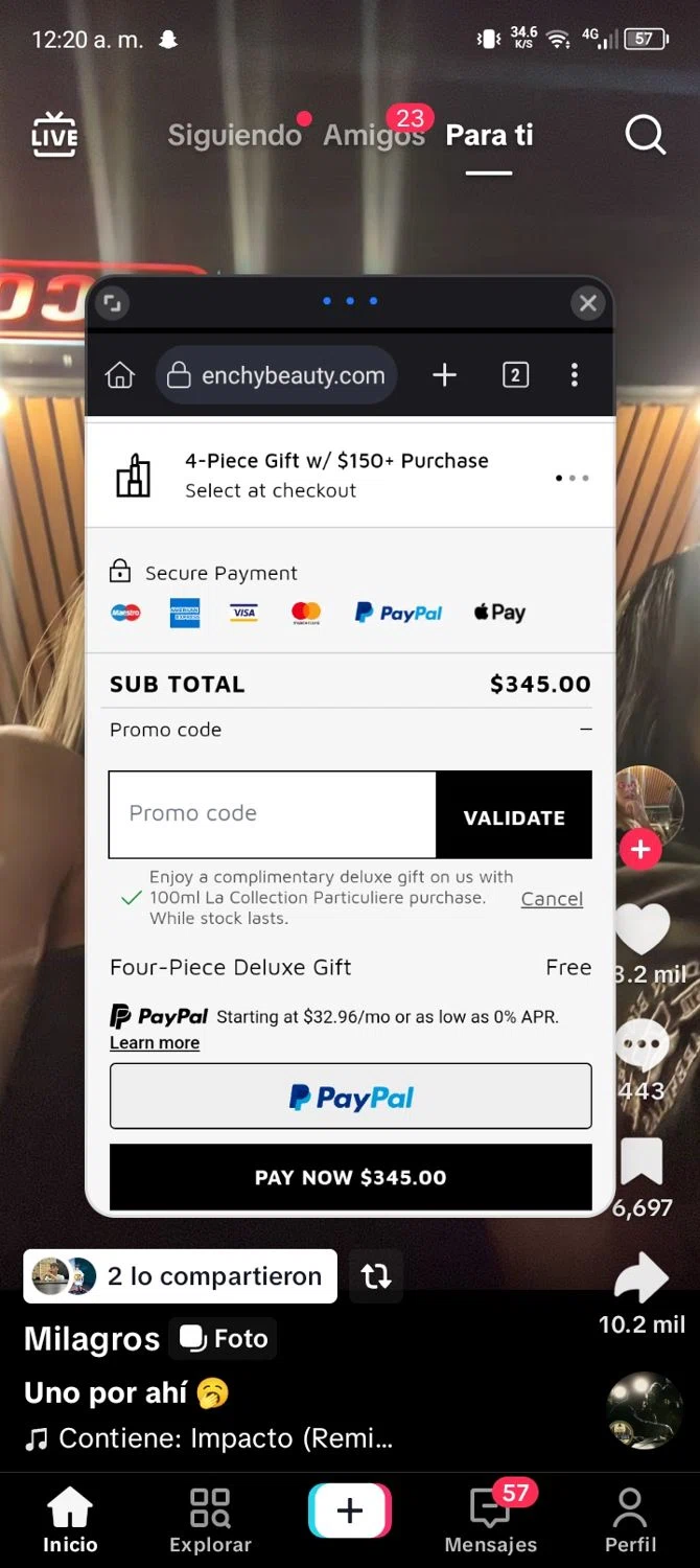 Givenchy Beauty checkout page showing Givenchy Beauty promo code box | Screenshot taken by SimplyCodes community member on Dec 17, 2025