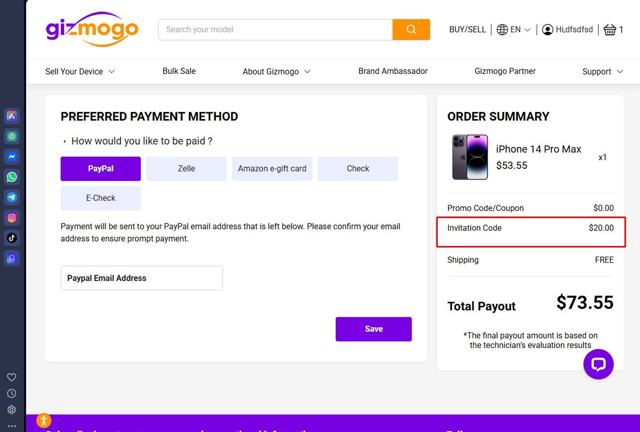 Gizmogo checkout page showing Gizmogo promo code box | Screenshot taken by SimplyCodes community member on Sep 11, 2025