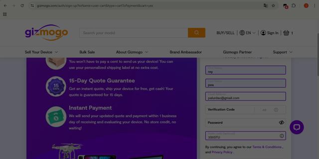 Gizmogo checkout page showing Gizmogo promo code box | Screenshot taken by SimplyCodes community member on Jul 14, 2025