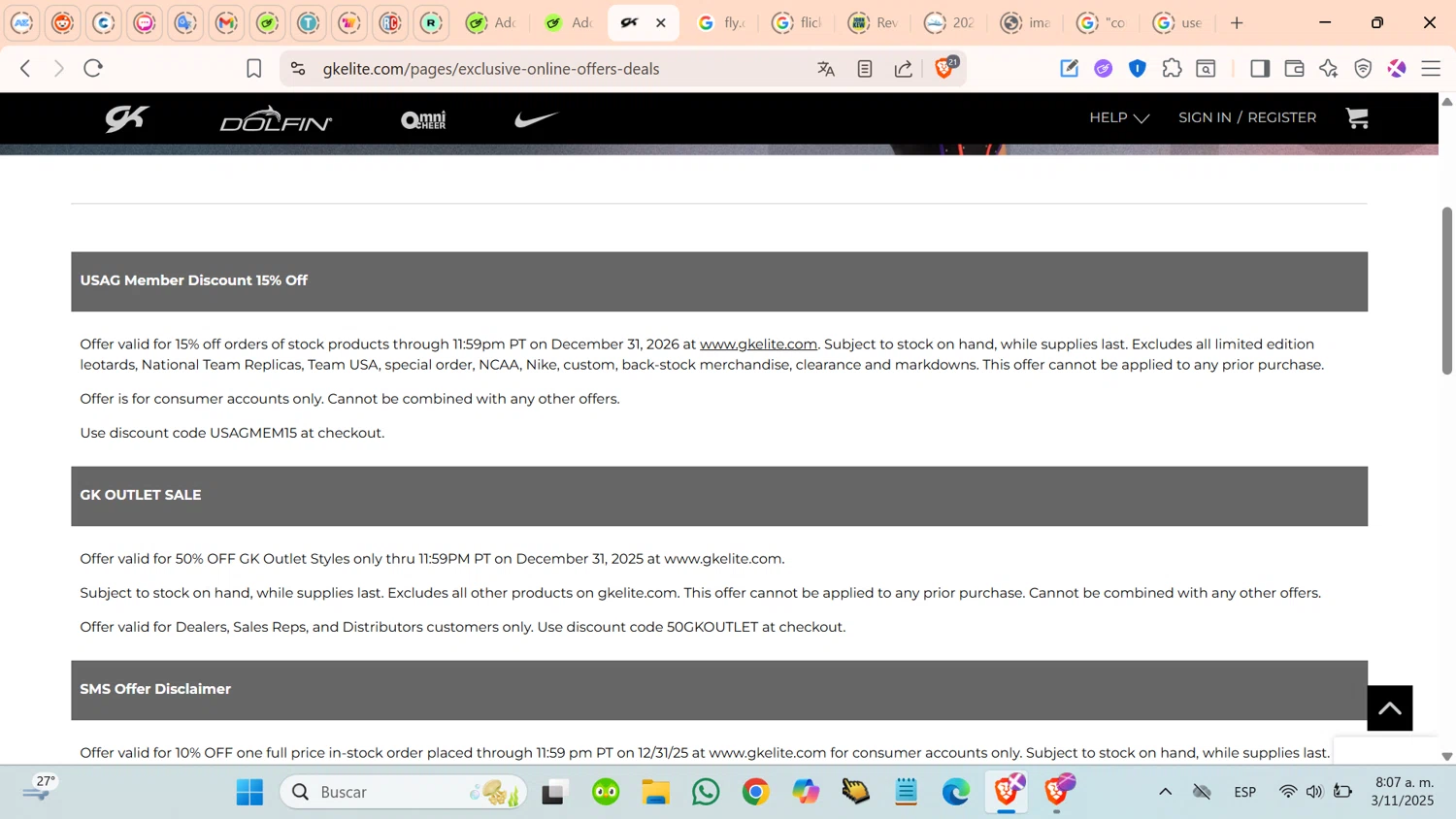 GK Elite discount code screenshot showing code 50GKOUTLET applied at GK Elite checkout page. Uploaded by SimplyCodes community member cosita on Nov 3, 2025