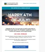 Glacier National Park Conservancy coupon verification screenshot