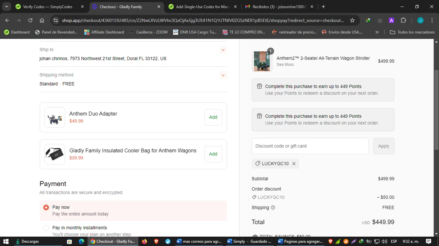 where to use Gladly Family promo code box