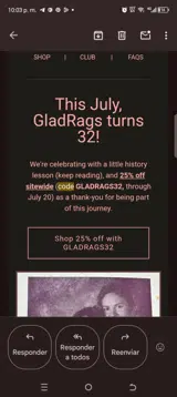 GLADRAGS32 coupon verification screenshot