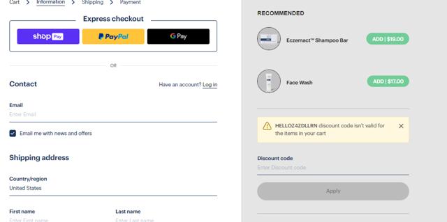Gladskin checkout page showing Gladskin discount code box | Screenshot taken by SimplyCodes community member on Feb 16, 2024