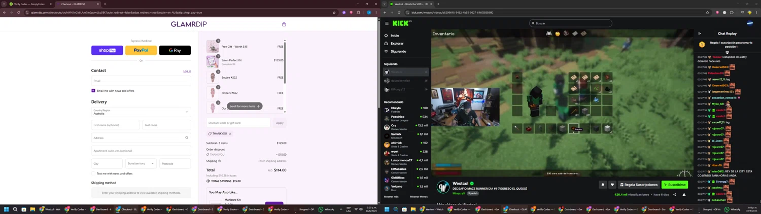 Glamrdip discount code screenshot showing code THANKYOU applied at Glamrdip checkout page. Uploaded by SimplyCodes community member BargainGuardian280 on Aug 10, 2025
