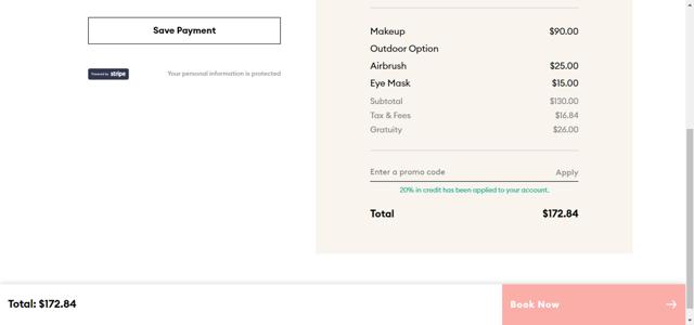 GlamSquad checkout page showing GlamSquad promo code box | Screenshot taken by SimplyCodes community member on Nov 4, 2023