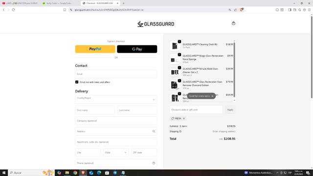 GlassGuard checkout page showing GlassGuard discount code box | Screenshot taken by SimplyCodes community member on Sep 22, 2025