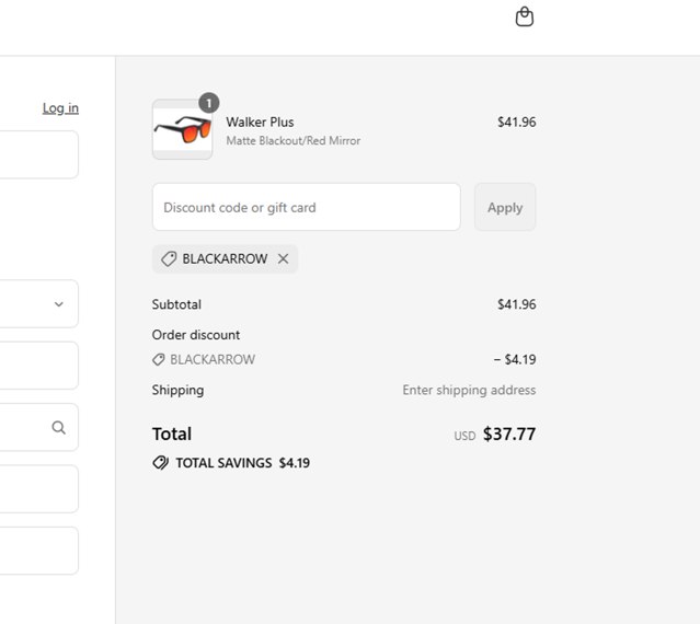 Glassy Eyewear checkout page showing Glassy Eyewear promo code box | Screenshot taken by SimplyCodes community member on Sep 8, 2025