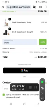 Gleeb coupon verification screenshot