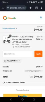 POLEBARN10 coupon verification screenshot