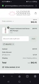 Hello15 coupon verification screenshot