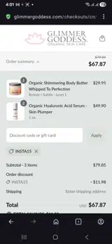 Insta15 coupon verification screenshot