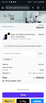 SUBS coupon verification screenshot