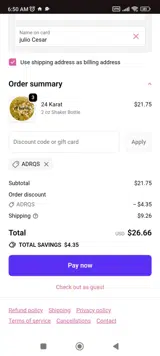 ADRQS coupon verification screenshot