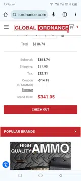 GTAMMO coupon verification screenshot