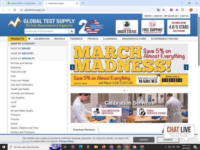 Global Test Supply checkout page showing Global Test Supply promo code box | Screenshot taken by SimplyCodes community member on Mar 24, 2025