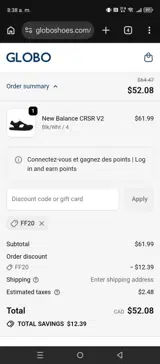 FF20 coupon verification screenshot