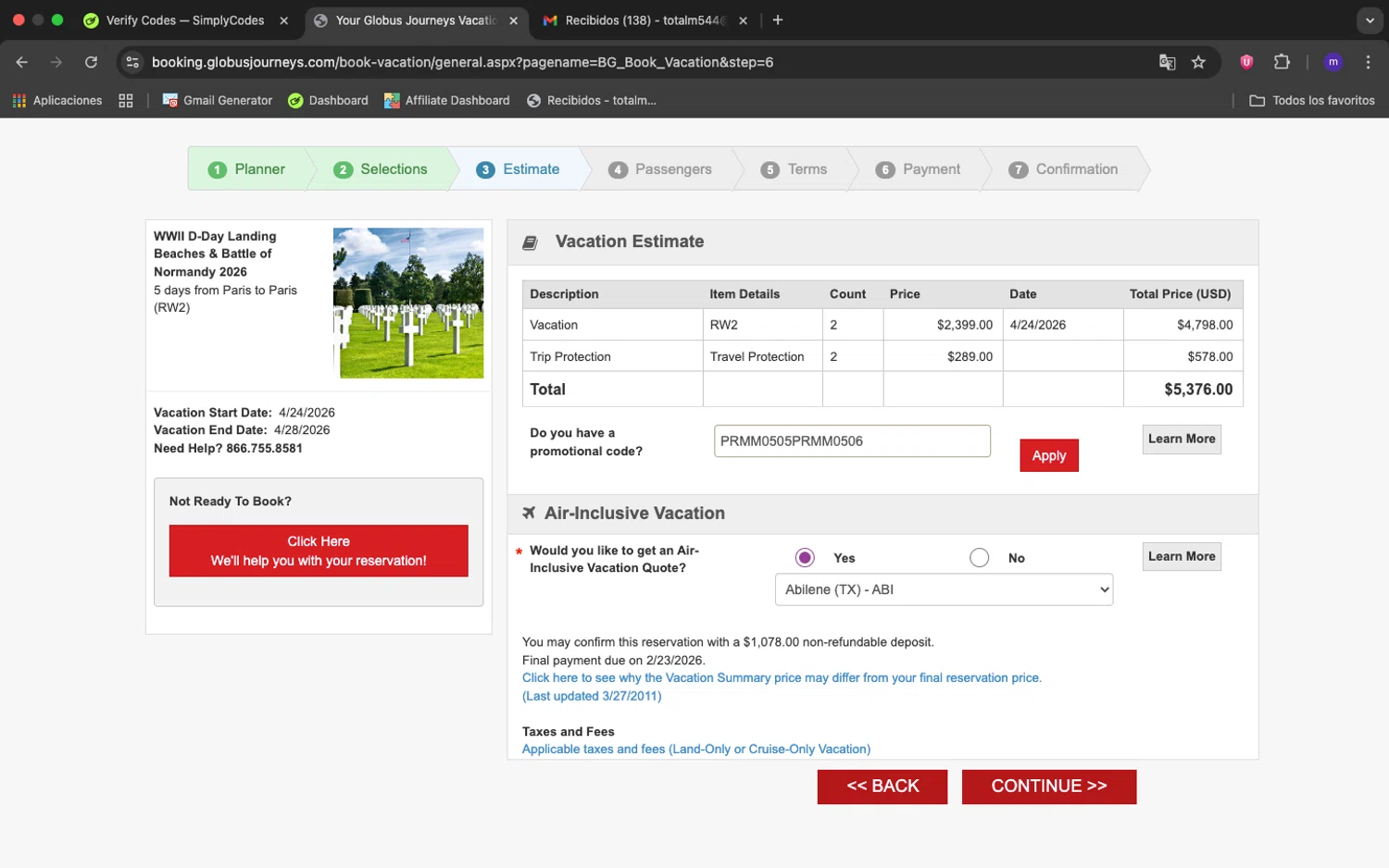 Globus US promo code screenshot showing code PRMM0505PRMM0506 applied at Globus US checkout page. Uploaded by SimplyCodes community member 1234ely on Aug 28, 2025