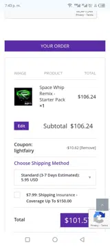 LIGHTFAIRY coupon verification screenshot