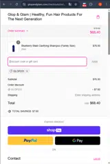 Glop231 coupon verification screenshot