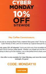 MONDAY10 coupon verification screenshot