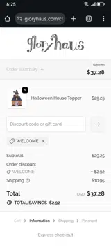 Glory Haus coupon verification screenshot