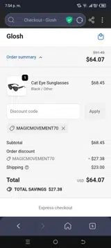 magicmovement70 coupon verification screenshot