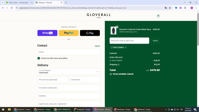 Gloverall checkout page showing Gloverall promo code box | Screenshot taken by SimplyCodes community member on Aug 26, 2025