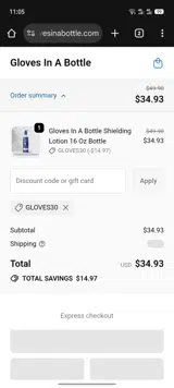 gloves30 coupon verification screenshot