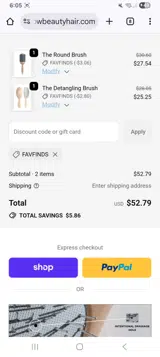 Favfinds coupon verification screenshot