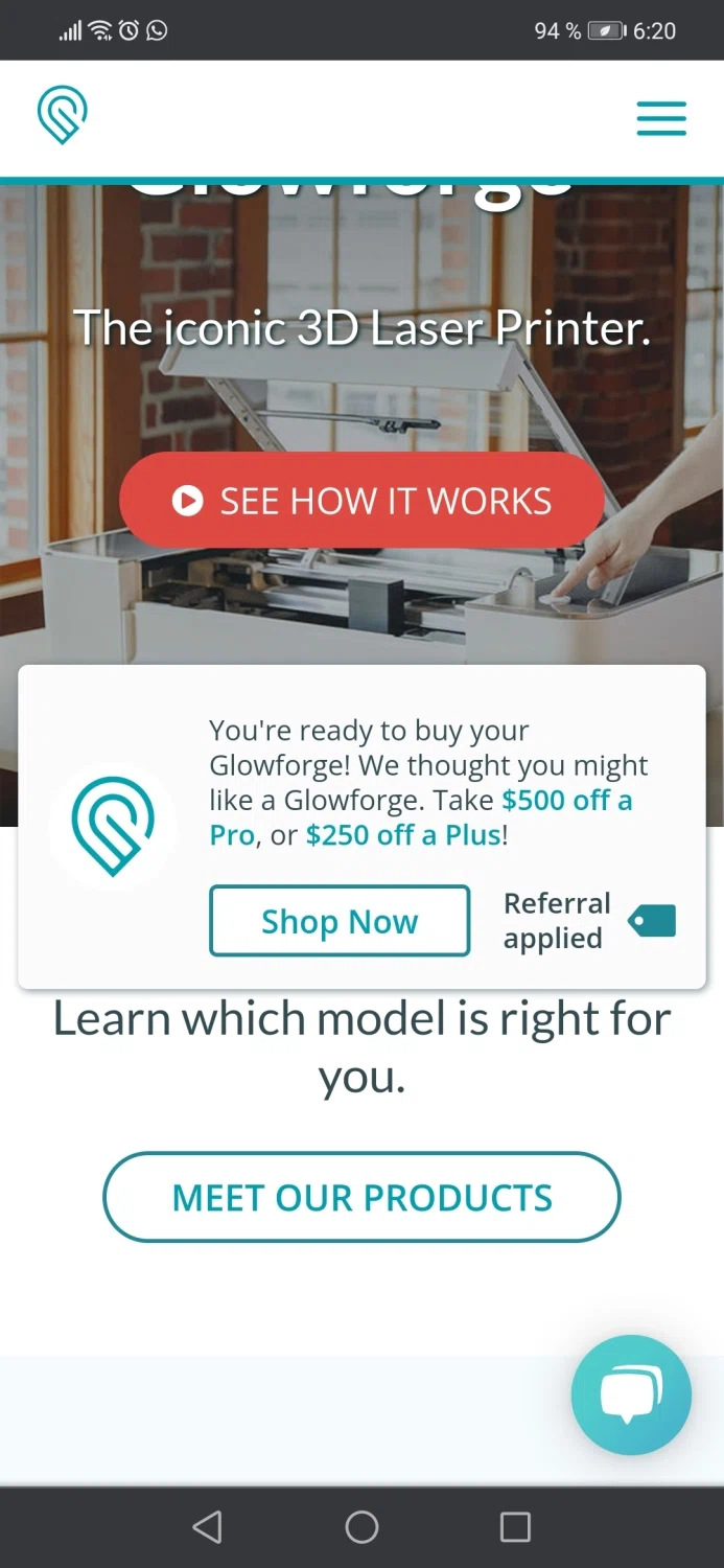 where to use Glowforge promo code box