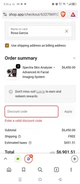GlowNar coupon verification screenshot