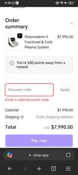 GlowNar coupon verification screenshot