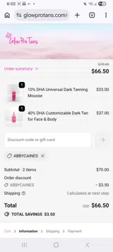 GlowPro Tans coupon verification screenshot