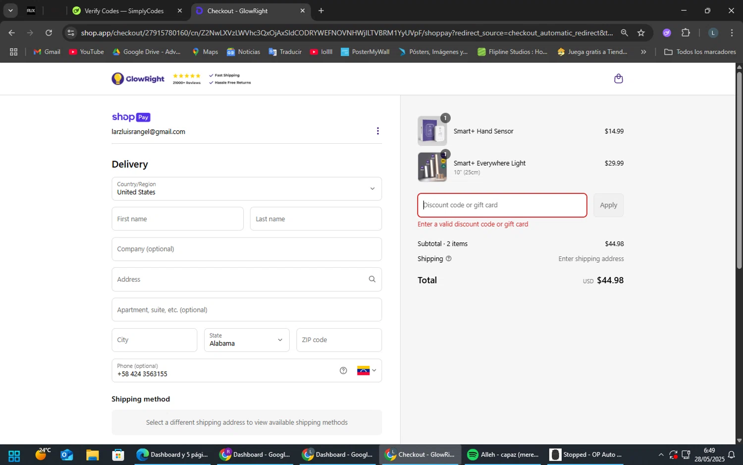GlowRight discount code screenshot showing code MEMDAY applied at GlowRight checkout page. Uploaded by SimplyCodes community member SoyLuis on May 28, 2025