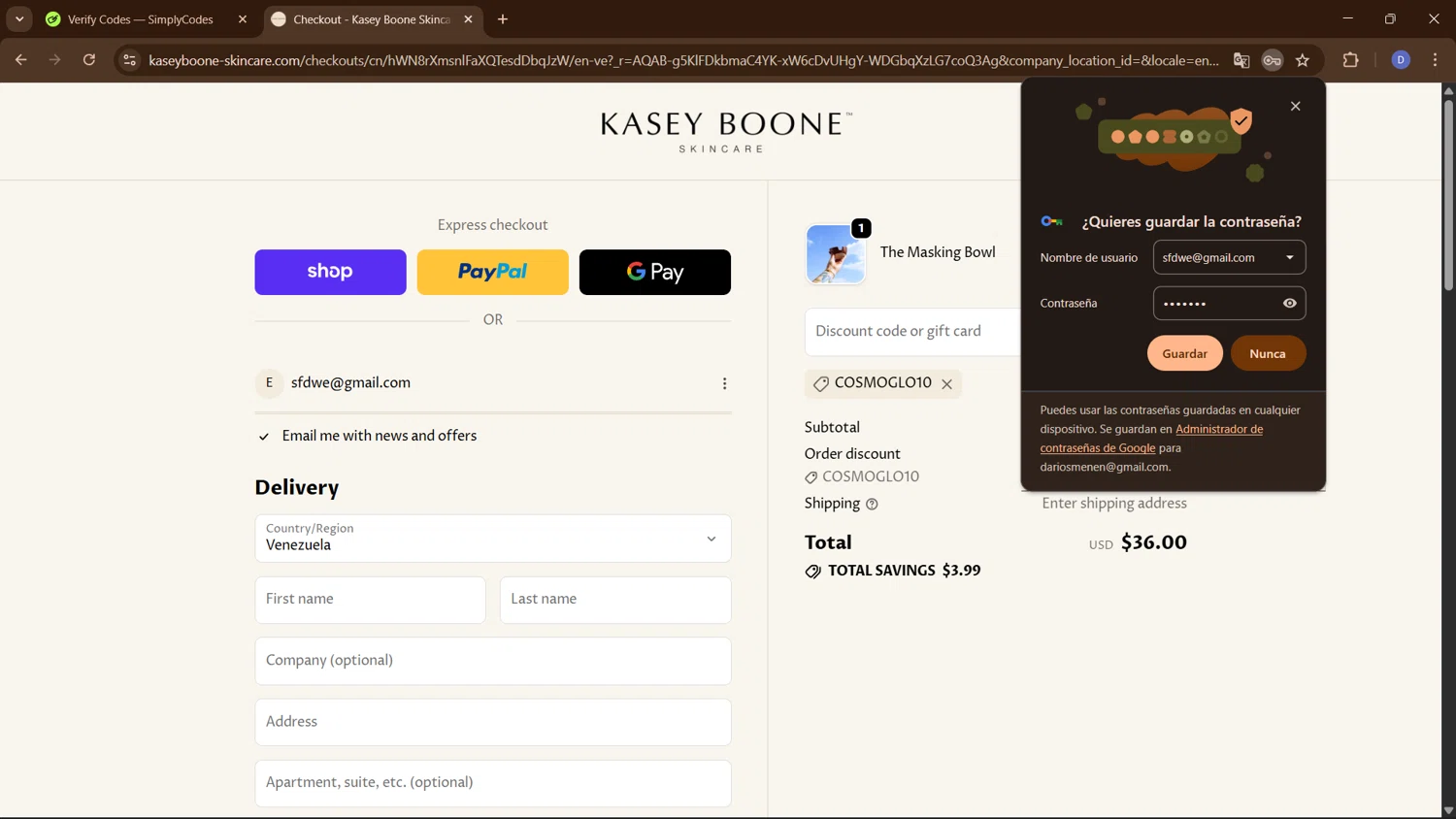 Glow Skincare checkout page showing Glow Skincare discount code box | Screenshot taken by SimplyCodes community member on Feb 16, 2026