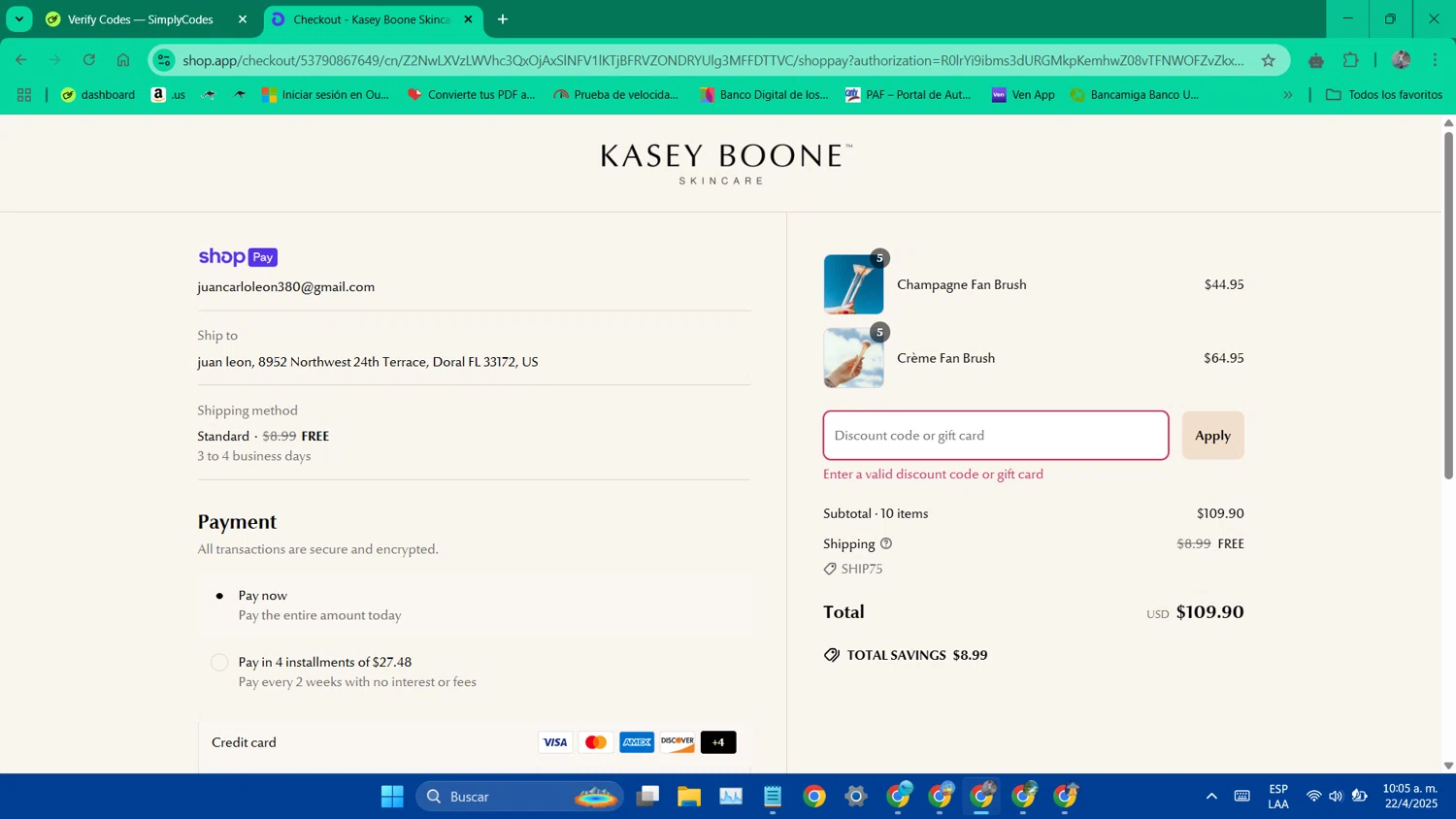 Glow Skincare discount code screenshot showing code Winner applied at Glow Skincare checkout page. Uploaded by SimplyCodes community member VictoriousFinder6854 on Apr 22, 2025