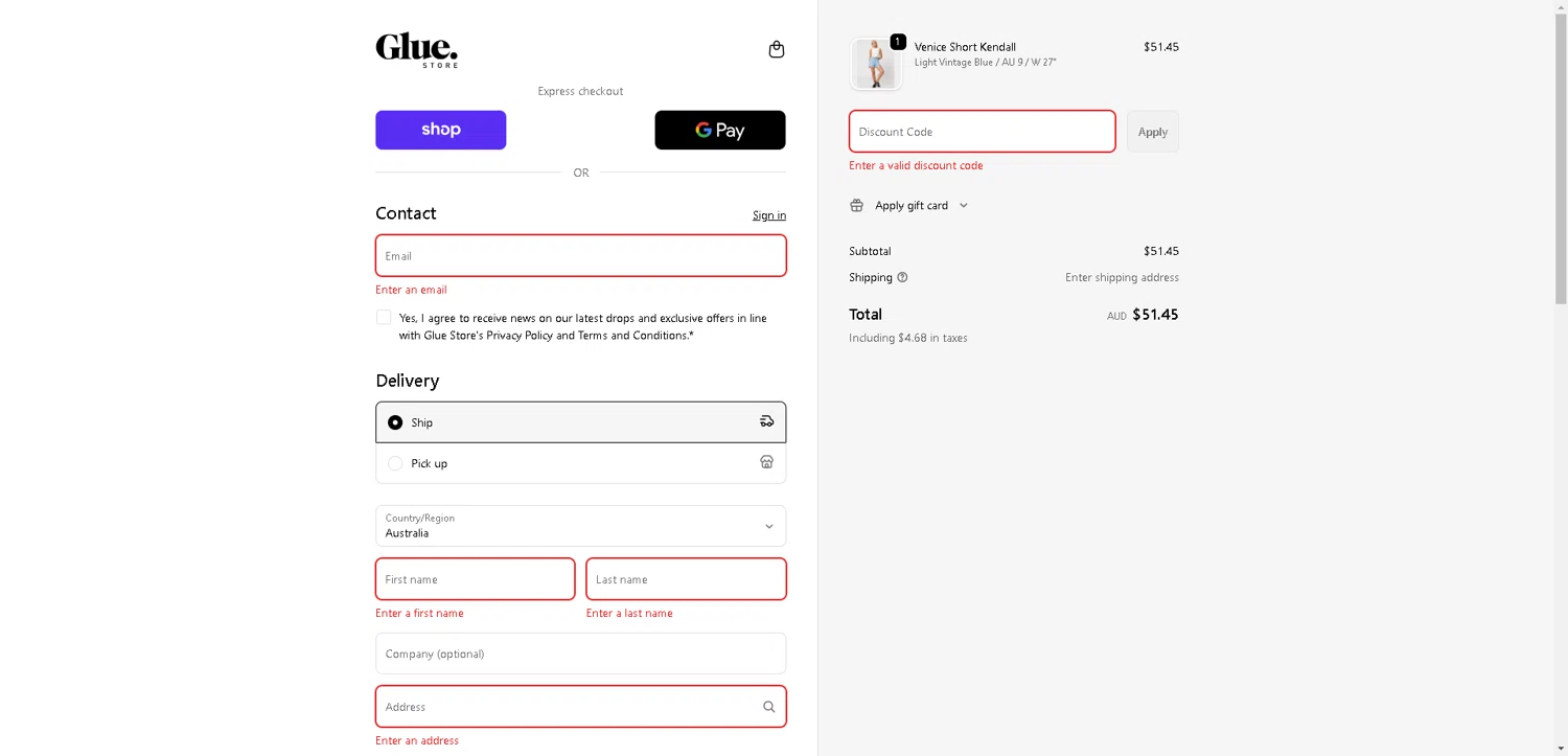Glue Store promo code screenshot showing code VV083K-20 applied at Glue Store checkout page. Uploaded by SimplyCodes community member DerekRoberson on Sep 18, 2025