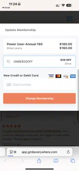 GMBE$20OFF coupon verification screenshot