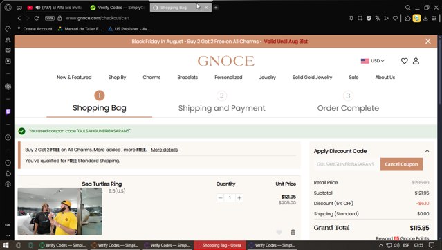 Gnoce checkout page showing Gnoce discount code box | Screenshot taken by SimplyCodes community member on Aug 31, 2025